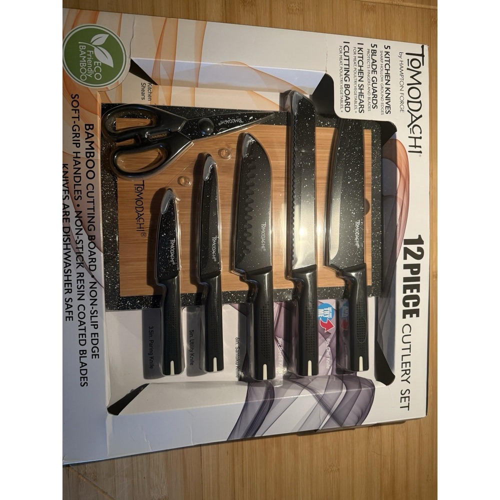 Tomodachi 12-Piece Knife Set Non-Stick w/ Shears & Bamboo Cutting Board